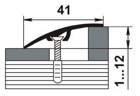 Порожек разноуровневый алюминиевый 15-А со скрытым монтажом 1,8м