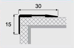 Кутовий профіль 4-А (30х15) алюмінієвий з відкритим монтажем 2,7м