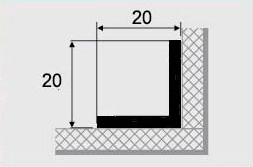 Кутовий профіль 9-А (20х20) алюмінієвий з відкритим монтажем 2,7м